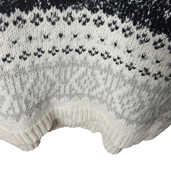 Merona Womens Nordic Pattern Knit Sweater M Black/White - Picture 3 of 5